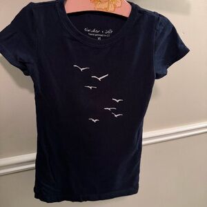 Cinder + Salt Black Bird Graphic Tee XS Hand Printed Minimalist